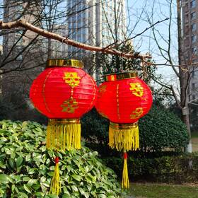 Kymylantern001 Kymy 2026 Asian New Year Red Lanterns 2pcs Spring Festival Round Decorative L