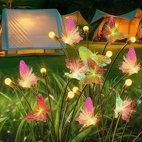 Sl-fbw-8l-us L Lampop Solar Firefly Colorful Butterfly Garden Lights 2pack Outdoor 8led Warm White