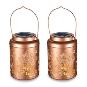 07odl001-d13m-25-2 Lagarden Mushroom Solar Lantern Outdoor Hanging Metal Decor Light Patio 2 Pack