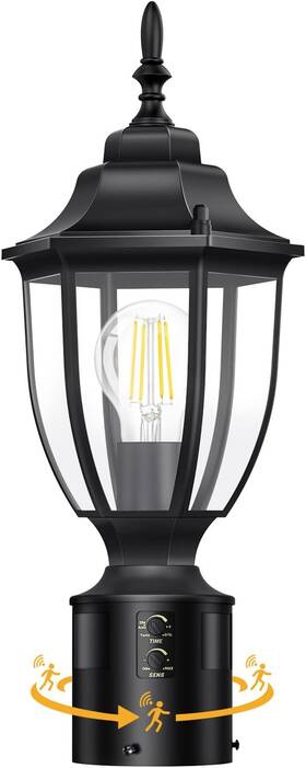 Lamomo 445019756709 Motion Sensor Outdoor Post Lights Dusk To Dawn Lamp Light Fixture