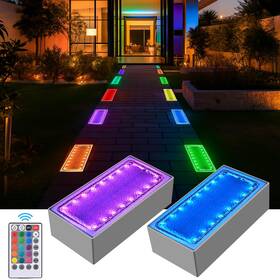 Lampim 768561669998 Solar Paver Color Changing Lights 8x4 Pavers Light Outdoor Recessed B