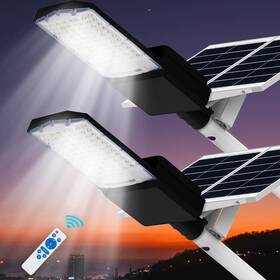 800w Langy 747302913552 2-pack Solar Street Lights Outdoor Parking Lot Light 6700k