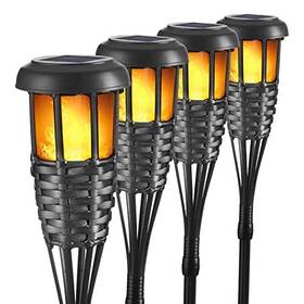 Lapsnail 791126943202 Solar Torch Light With Flickering Flame 4 Pack Waterproof Bamboo Torches Han