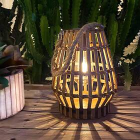 Im00124 Larekook Solar Lantern Outdoor-bamboo Lamps Patio Waterproof Rattan Lanterns-natura