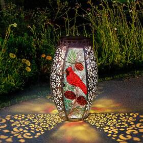 Im00183-8 Larekook Outdoor Solar Lantern-waterproof Cardinal Hanging Metal Decorative Lights For
