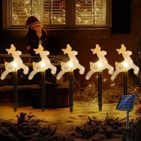 Lefutizn 689789546949 Solar Christmas Pathway Lights Outdoor Set Of 5 Waterproof Stake Decor