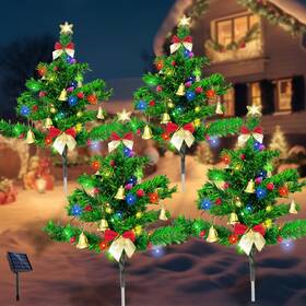 Lefutizn 765574804293 Solar Christmas Tree Pathway Stake Lights 4 Pack Outdoor Deco