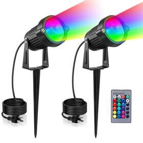 166966 Lemonbest Halloween Outdoor Rgb Landscape Spotlights 120v Waterproof Led Lights Yard Patio
