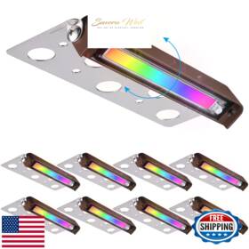 B08pqlv4x5 Leonlite 8-pack Rgb 7 Inch 3w Led Hardscape Lights 12-24v Ac/dc Outdoor Step Wall