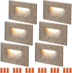 E-20874 Leonlite 6 Pack 120v Line Voltage 3cct Led Step Lights Dimmable Aluminum Stair