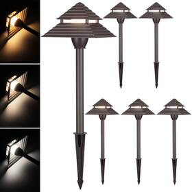 E-45544 Leonlite 6 Pack 3cct Led Pathway Lights Low Voltage Landscape Ip65 Aluminum