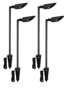 Zz1lslbo-xxcdl7n30-blk Leonlite 4 Pack 12v Ac/dc Low Voltage Landscape Spotlight With 7w 3000k Mr16 Bulbs Black