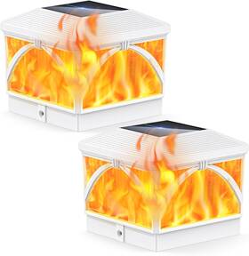 Tpc016a Letmy 2 Pack Solar Flame Post Cap Lights Outdoor- Flickering And Warm Light 4x4 Fe