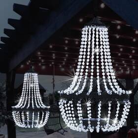 Lewis&wayne 768795994743 Hanging Solar Chandelier Outdoor 30 Cool White Lights Acrylic Clear Beaded C