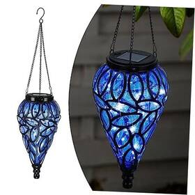 Lw-shl-bl-001 Lewis&wayne Solar Hanging Lantern Outdoor Lights Tear-shaped 15 Leds Cool White