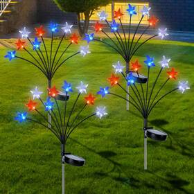 P723314192864 Lewondr 4th Of July Decorations Solar Garden Lights Fourth Red White And Blu