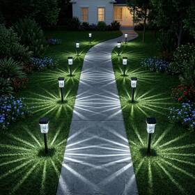 Ip55 Lianglome 792671494591 Solar Pathway Lights Outdoor 12 Pack - Waterproof Powered Garden Ligh