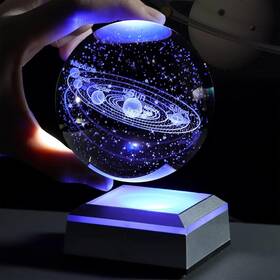 Liberal Brightdeer 445053276263 3d Solar System Crystal Ball With Led Colorful Lighting Touch Base 80mm Space G