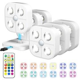 Lightbiz 767461011319 Wireless Step Light Rechargeable Puck Lights With Charging Station Colorful