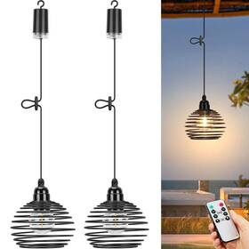 9951495-ca Lightess Outdoor Chandelier For Gazebo Lights Battery Operated Black