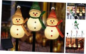 24-snowman1jhl-nuan Lightshine 3pcs Snowman Shape Solar Christmas Lights Landscape Pathway