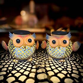 Ht-sp-001 Lilniagy 2 Pack Solar Lanterns Waterproof Owl Metal Lights For Garden Patio Porch