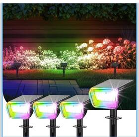 Linkind Sp001u Solar Led Spot Light Dusk-to-dawn Auto Sensor Rgbw Colors New