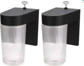 Lt-wl022p Lit-path Dusk To Dawn Outdoor Wall Lantern Led Jelly Jar 50k 2-pk Black