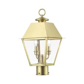 27216-08 Livex Lighting Wentworth Outdoor Medium Post Top Lantern Natural Brass