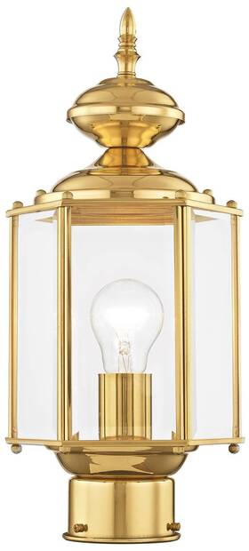 2117-02 Livex Lighting Outdoor Classics 14 1/2 Inch H Polished Brass Post Light