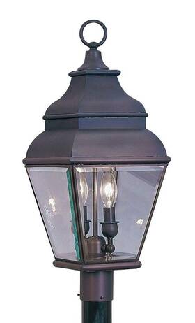 2592-07 Livex Lighting 259207 Exeter 2 Light Outdoor Solid Brass Post Head
