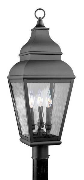 2606-04 Livex Lighting Exeter 3 Light 30 Inch Black Outdoor Post Top Lantern