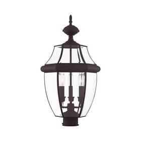 2354-07 Livex Lighting 847284000902 Monterey 3 Light Outdoor Bronze Finish Solid Brass Post Head With Cle