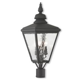 Livex Lighting 847284051911 20433-04 Cambridge 3 Light 27 Inch Black Outdoor Post Top Lantern