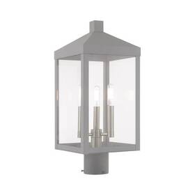 Livex Lighting 847284058828 20592-80 Nyack 3 Light Nordic Gray Outdoor Post Top Lantern