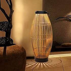 Livinlarge 772467350959 Floor Lamp Outdoor Patio Lights Hand-woven Rattan Deck