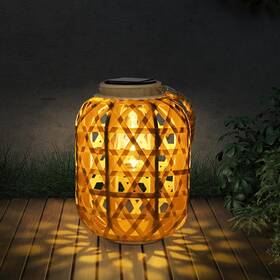 Zm443 Livinlarge Rattan Solar Lanterns Outdoor Hanging Lights Waterproof Boho Country De