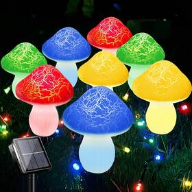 Fs-dt022 Liyuanq Mushroom Solar Lights Outdoor Decor - 8 Pack 50 Led Crackle