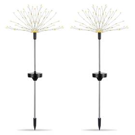 Ljg 635028907736 2pcs Solar Powered Starburst Lights 240 Leds Firework Lamp Garden Path Decor Lig