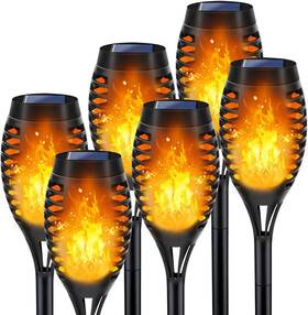 Lnryy 744759396631 Outdoor Solar Lights 6pack Torch Light With Flickering Flame Garden Ligh