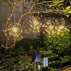 Ww360 Loftolmea 4 Pack Solar Firework Lights 360 Led 8 Modes Dimmable Waterproof Hanging Diy