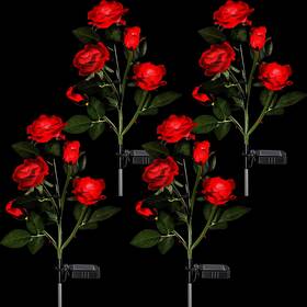 Ls-loyim-527 Loyim 4 Pack Outdoor Solar Rose Lights Waterproof Garden Decor Realistic Flower