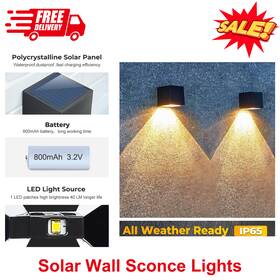 Lle-1101 Luhlee 2 Pk Solar Wall Sconce Lights Ip65 Waterproof Outdoor Fence And Patio Auto On/off