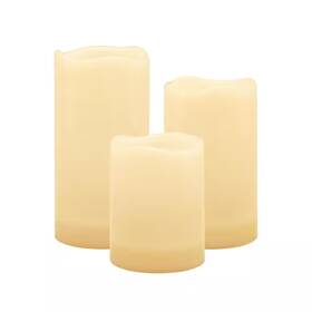 Lumabase 313028441428 Outdoor Solar Powered White Led Candles - Set Of 3