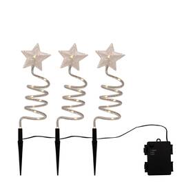61703 Lumabase Battery Operated Spiral Star Yard Lights - Set Of 3