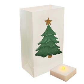 85106 Lumabase Battery Operated Luminaria Kit With Timer Holiday Tree - Set Of 6