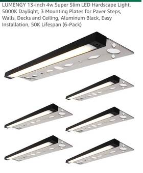 Lma-a13-4w-6p-5k Lumengy 13-inch 4w Super Slim Led Solid Black Hardscape Lights 5000k 6-pack