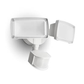 7635401053-w Lutec 38w 3500 Lumen Led Motion Activated Integrated Dual-head Floodlight Outdoo
