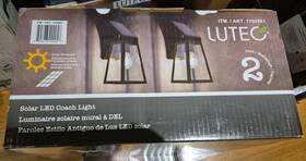 Lutec 845473009057 Matte Black Outdoor Solar Led Coach Light 2- Pack