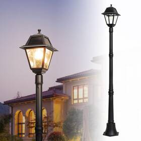 Lutec 939412088907 Led Post Solar Light Dusk To Dawn Vintage Street Lights For Gard